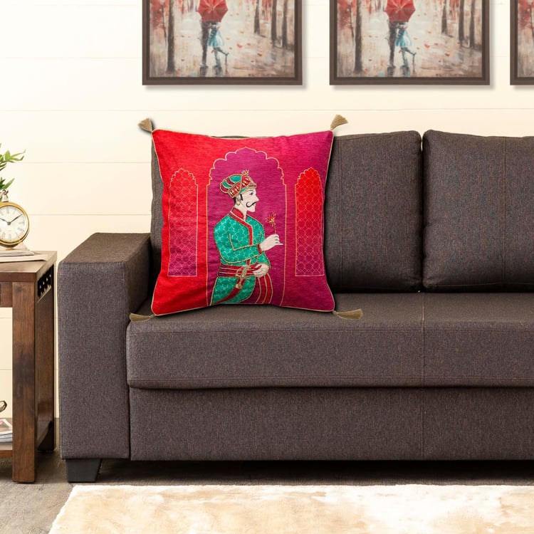 Raja Rani Printed Cushion Cover-  40 x 40 cm