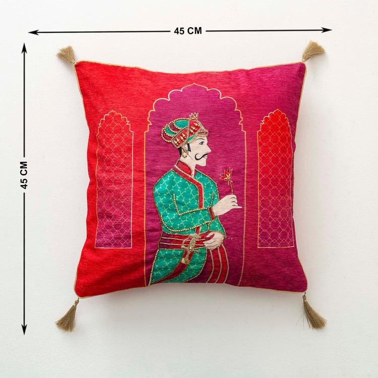 Raja Rani Printed Cushion Cover-  40 x 40 cm