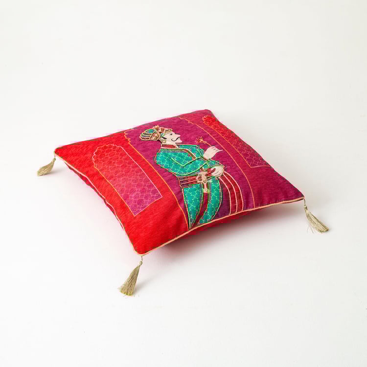 Raja Rani Printed Cushion Cover-  40 x 40 cm