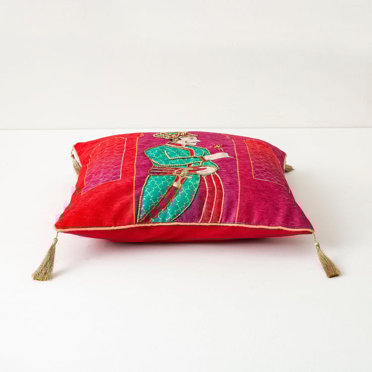 Raja Rani Printed Cushion Cover-  40 x 40 cm