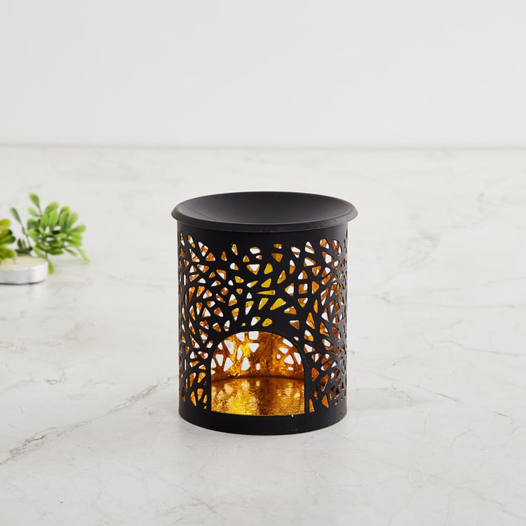 Fiesta Black Solid Oil Burner- Metal- 8 x 8 x 10 cm