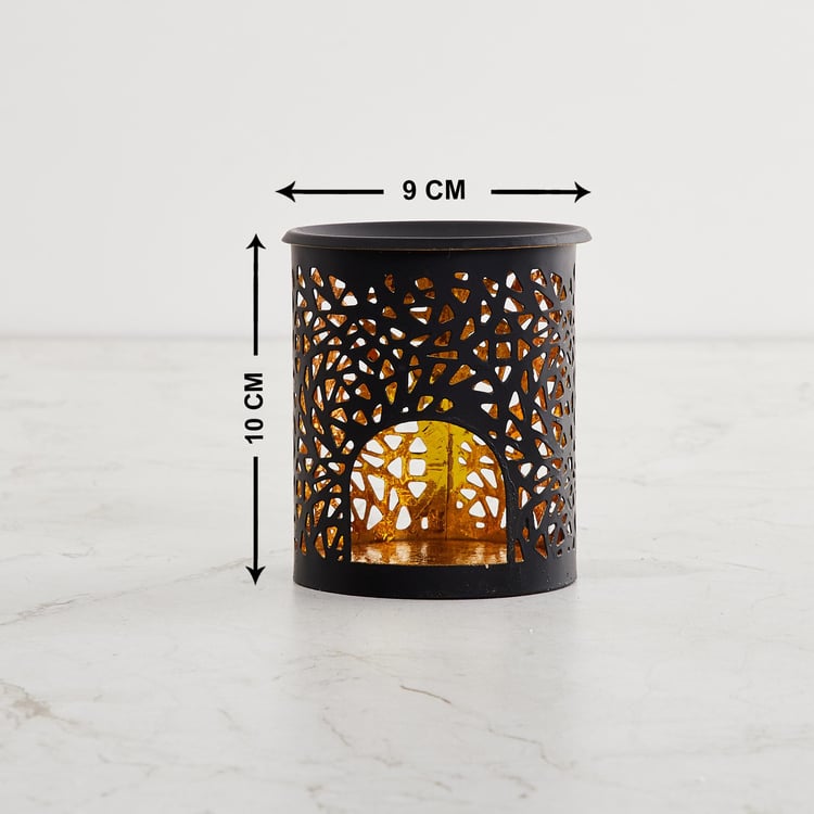 Fiesta Black Solid Oil Burner- Metal- 8 x 8 x 10 cm