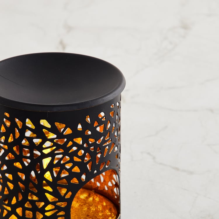 Fiesta Black Solid Oil Burner- Metal- 8 x 8 x 10 cm