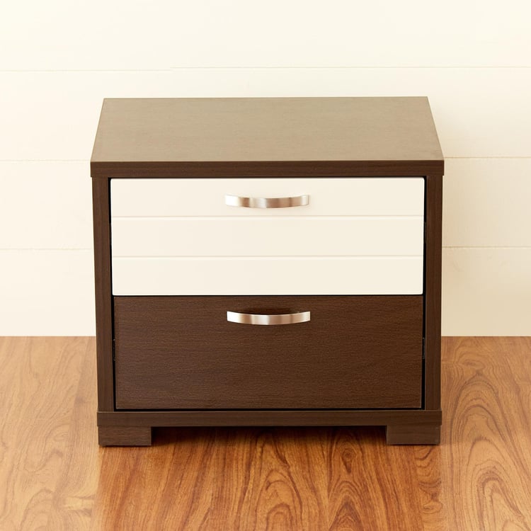 Akron Crystal Bed Side Table with Drawer - Brown