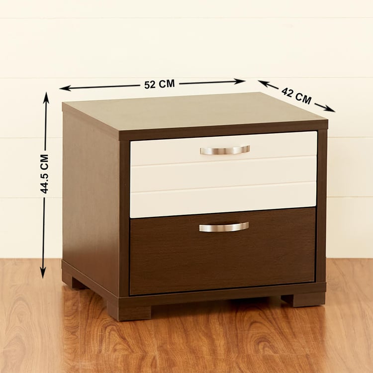 Akron Crystal Bed Side Table with Drawer - Brown