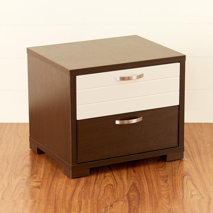 Akron Crystal Bed Side Table with Drawer - Brown