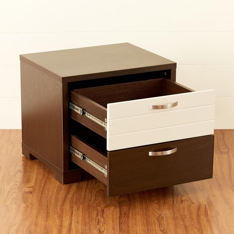 Akron Crystal Bed Side Table with Drawer - Brown