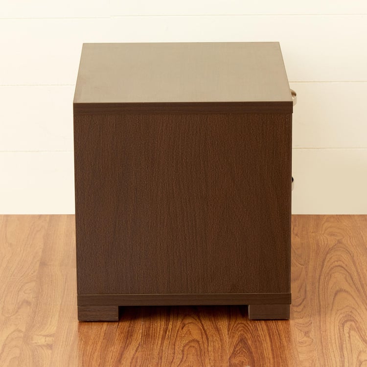 Akron Crystal Bed Side Table with Drawer - Brown