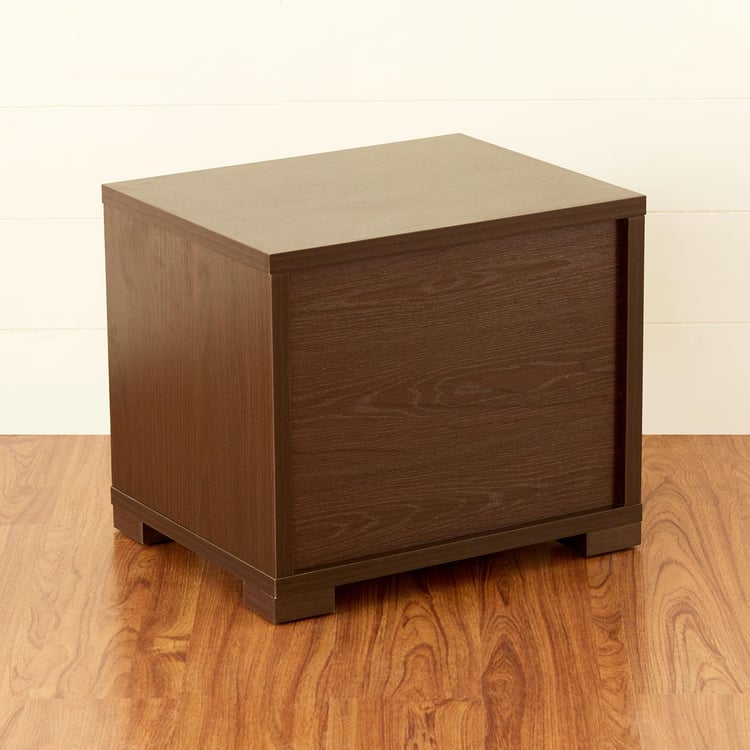 Akron Crystal Bed Side Table with Drawer - Brown