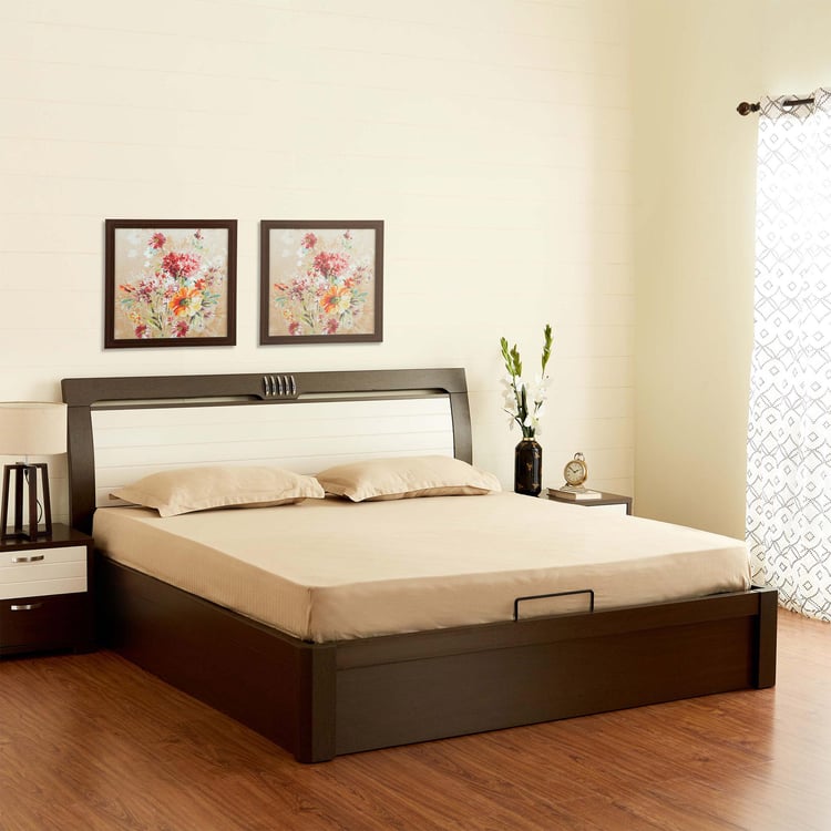 Akron Crystal King Bed with Hydraulic Storage - Brown