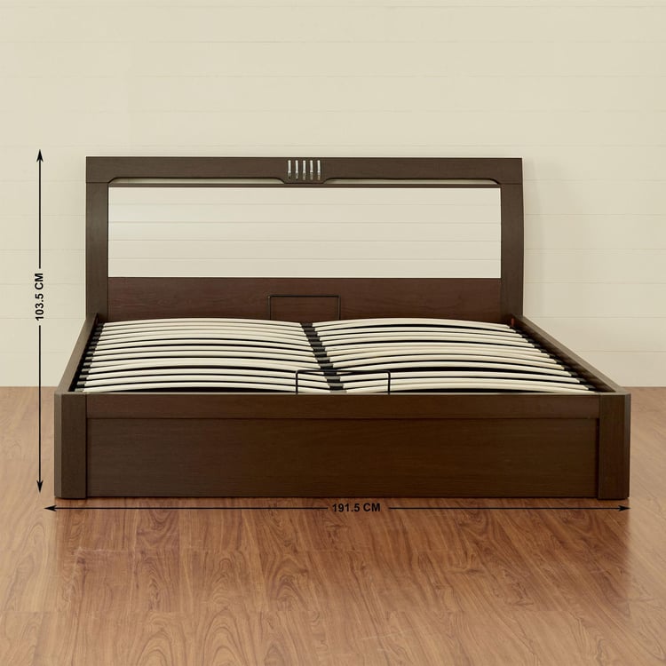 Akron Crystal King Bed with Hydraulic Storage - Brown