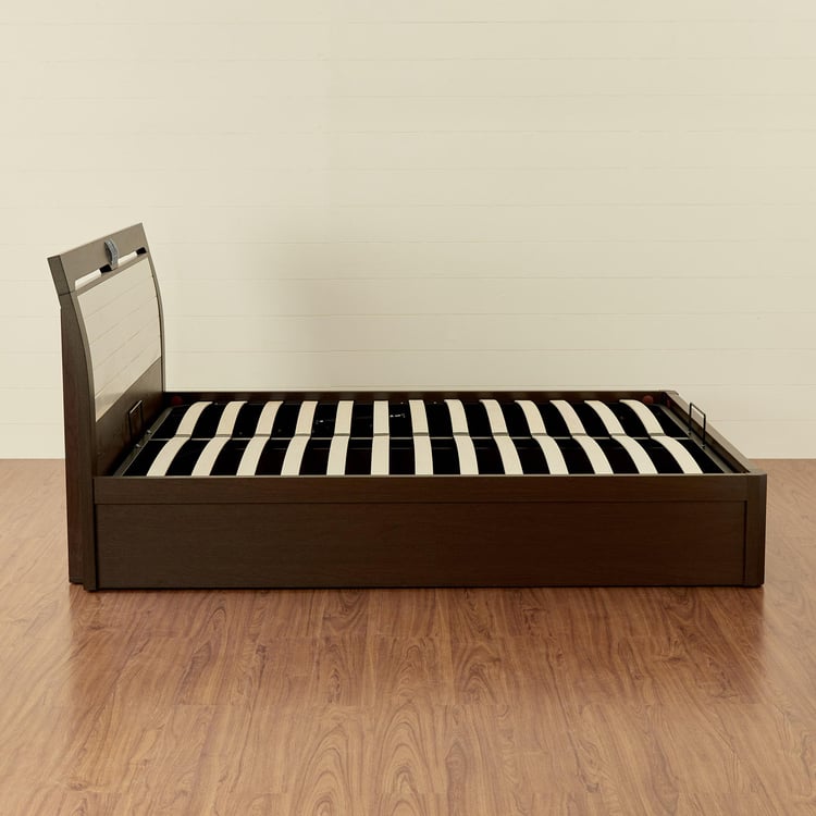 Akron Crystal King Bed with Hydraulic Storage - Brown