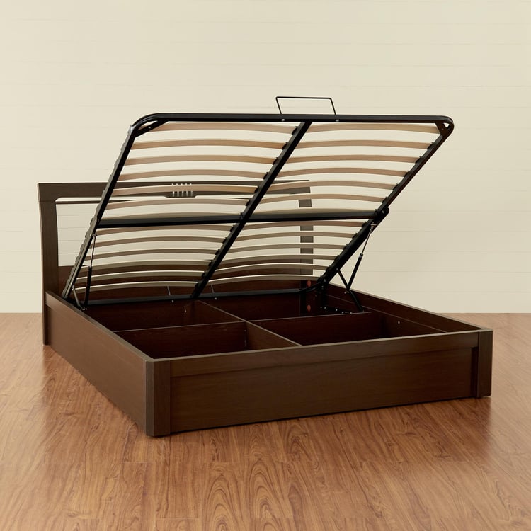 Akron Crystal King Bed with Hydraulic Storage - Brown