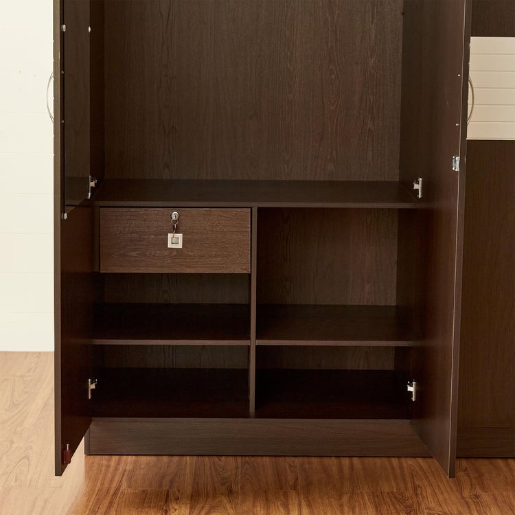 Akron Crystal 3-Door Wardrobe - Brown