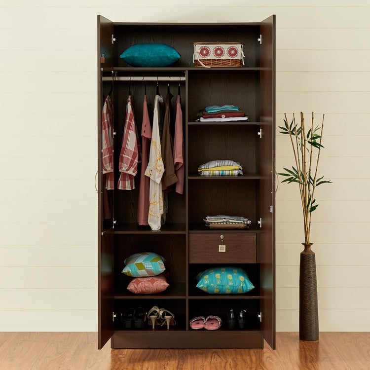 Akron Crystal 2-Door Wardrobe - Brown