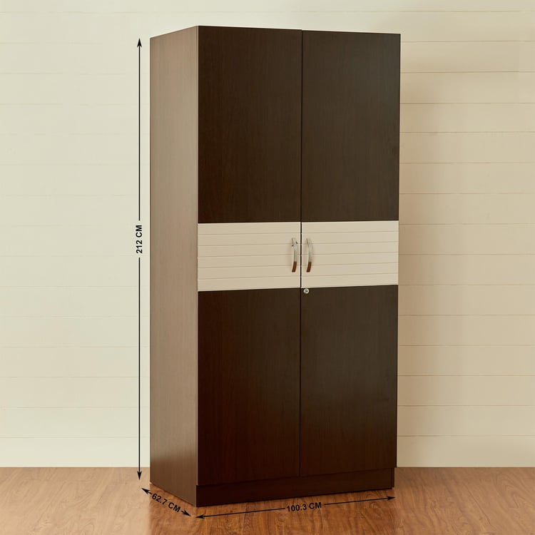 Akron Crystal 2-Door Wardrobe - Brown