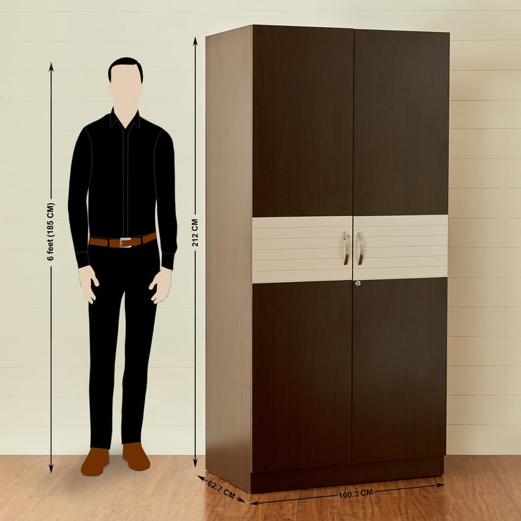 Akron Crystal 2-Door Wardrobe - Brown