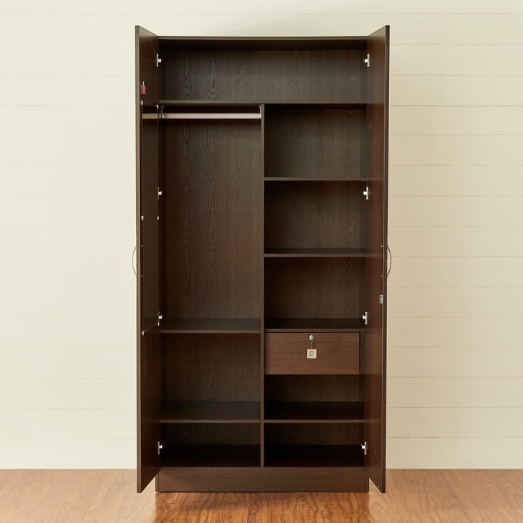 Akron Crystal 2-Door Wardrobe - Brown