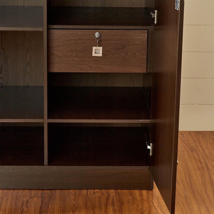 Akron Crystal 2-Door Wardrobe - Brown