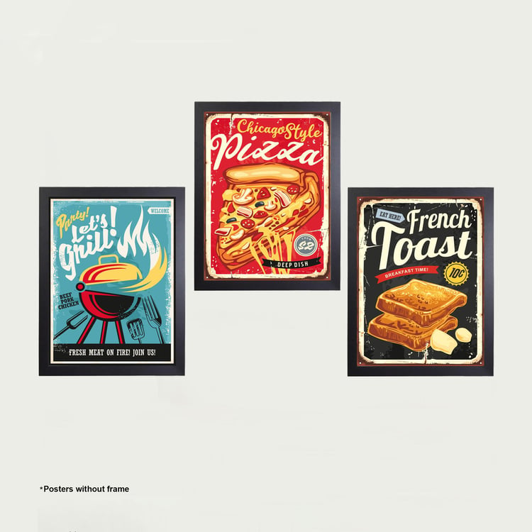 Arsaa Food Theme Poster- Paper- Set of 3- 30 x 40 cm