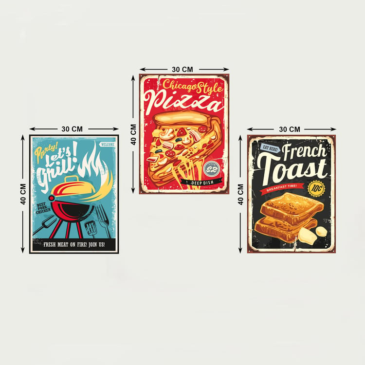 Arsaa Food Theme Poster- Paper- Set of 3- 30 x 40 cm