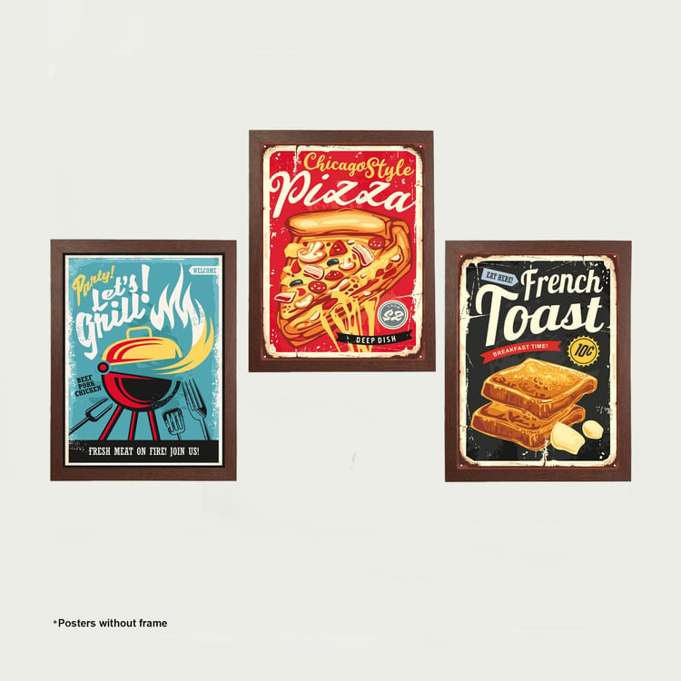 Arsaa Food Theme Poster- Paper- Set of 3- 30 x 40 cm