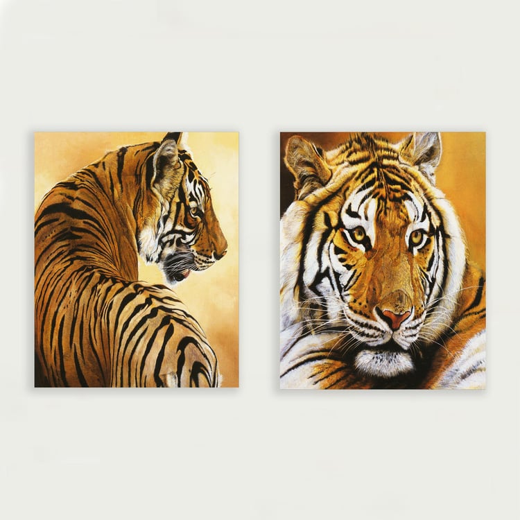 Arsaa Wild Theme Brown Posters- Paper- Set of 2