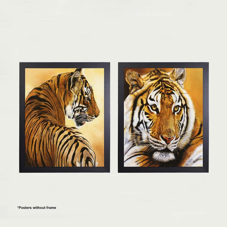 Arsaa Wild Theme Brown Posters- Paper- Set of 2