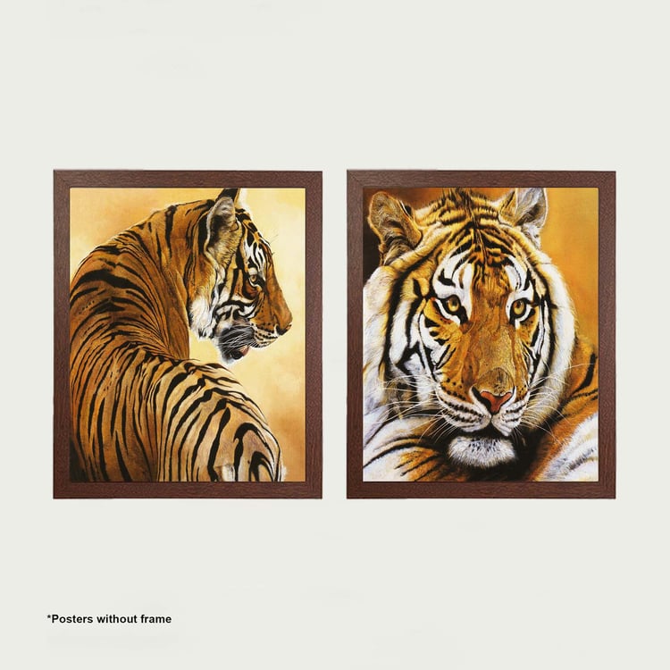 Arsaa Wild Theme Brown Posters- Paper- Set of 2