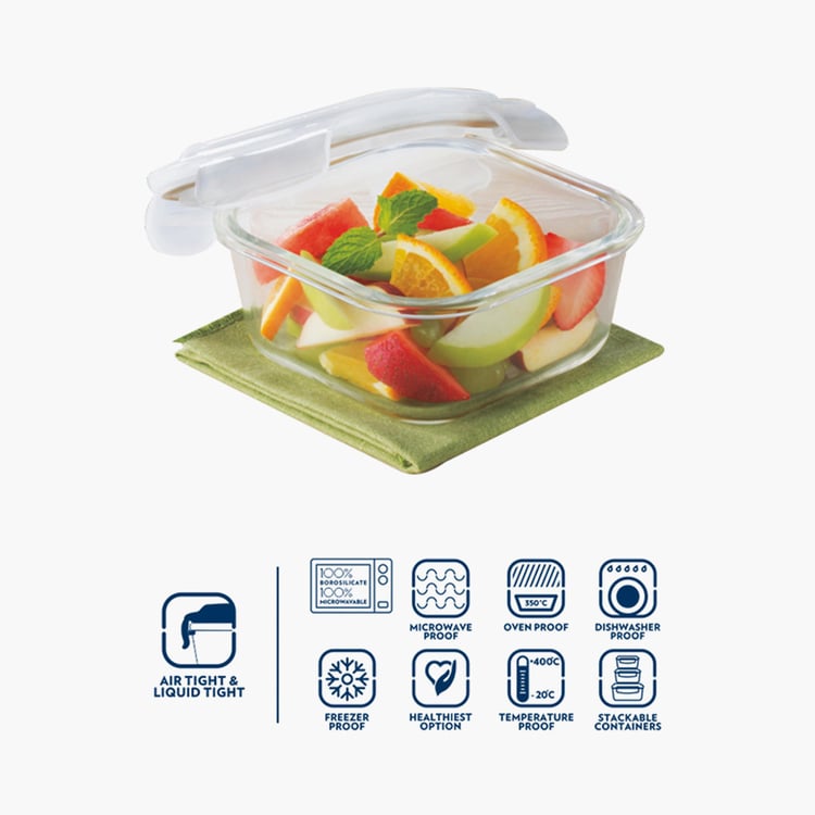 BOROSIL Klip-N-Store Transparent Square Bakeware - 320 ml