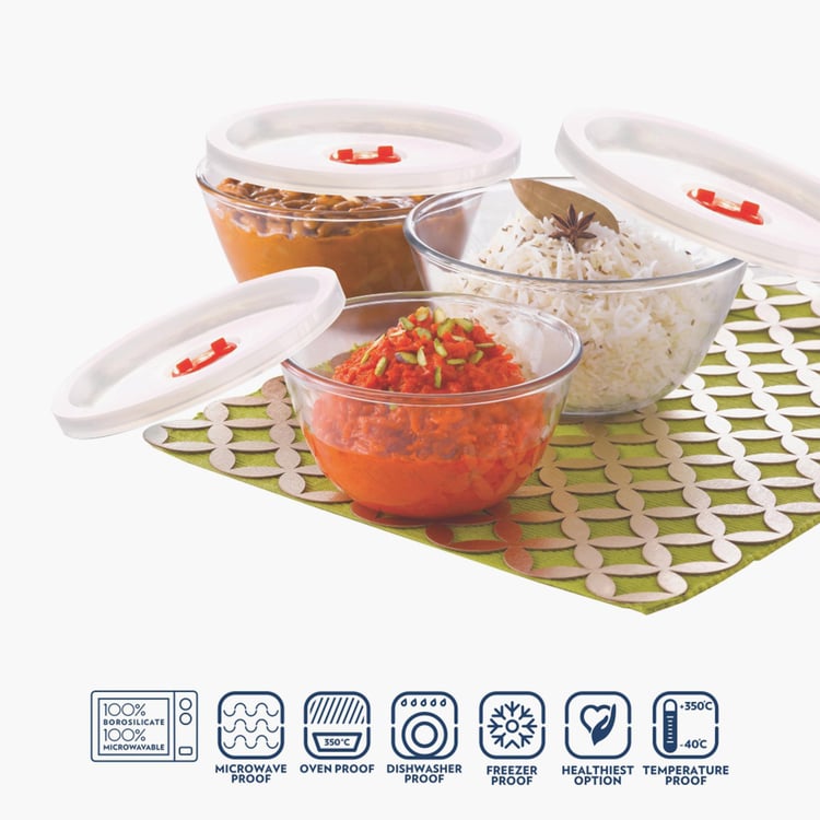 BOROSIL Microwaveble Mixing Bowl - Set of 3