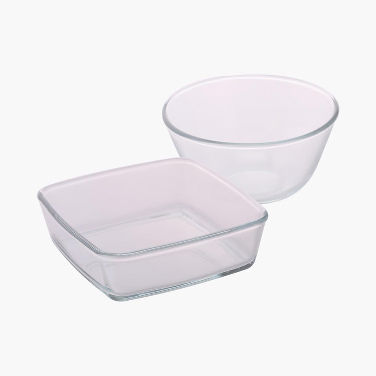 BOROSIL Microwavable Round and Square Dish- 1.3 L + 800 ml