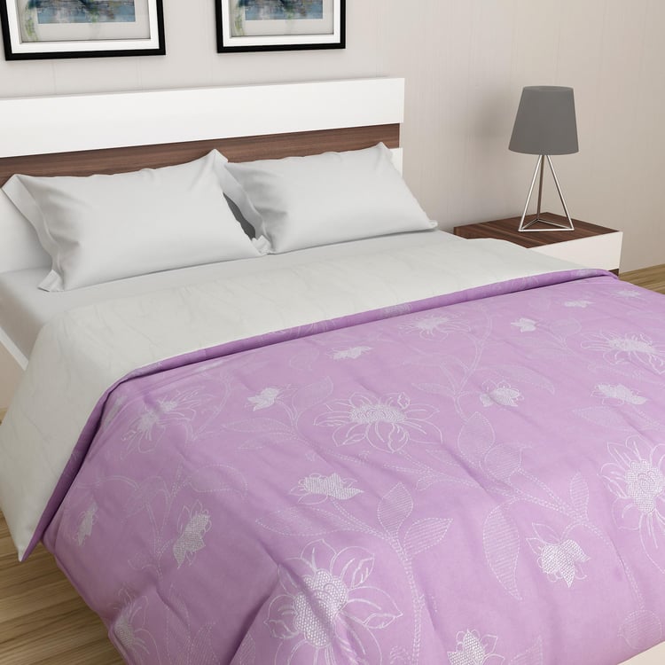 Summer Palace Purple Printed Reversible Double Comforter - 228 x 274 cm