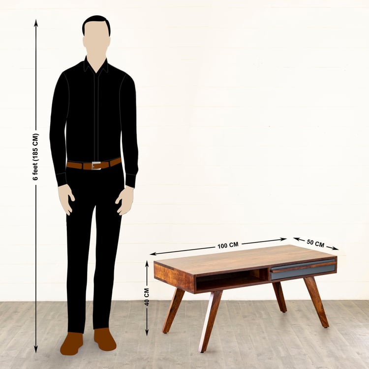 Helios Sandar Brown Sheesham Wood Coffee Table