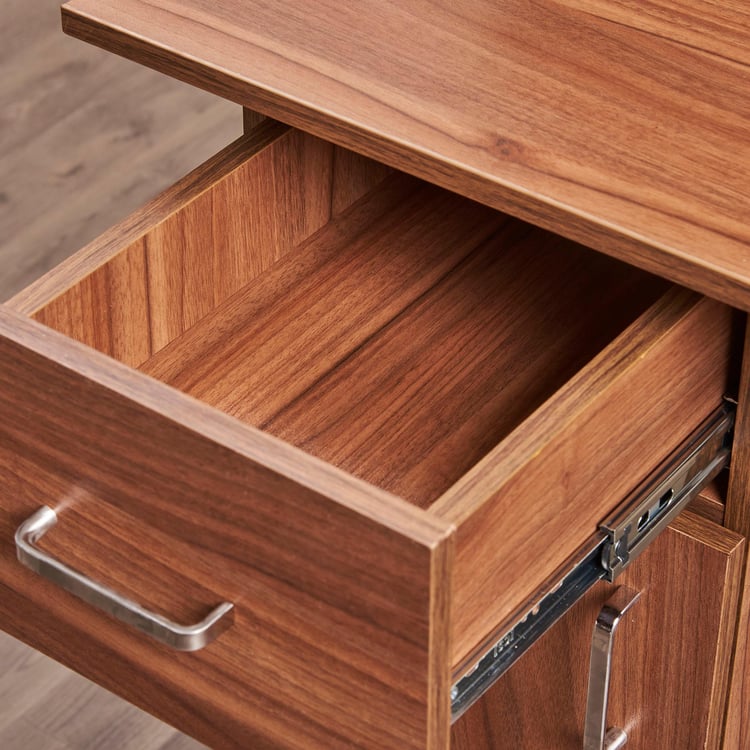 Quadro Nxt Edge Study Table with Cabinet - Brown