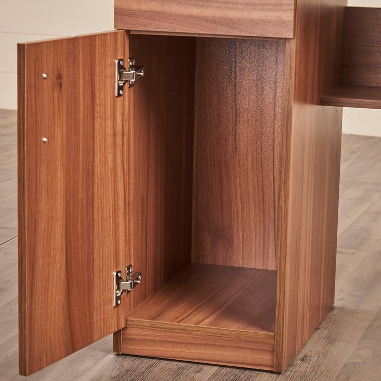 Quadro Nxt Edge Study Table with Cabinet - Brown