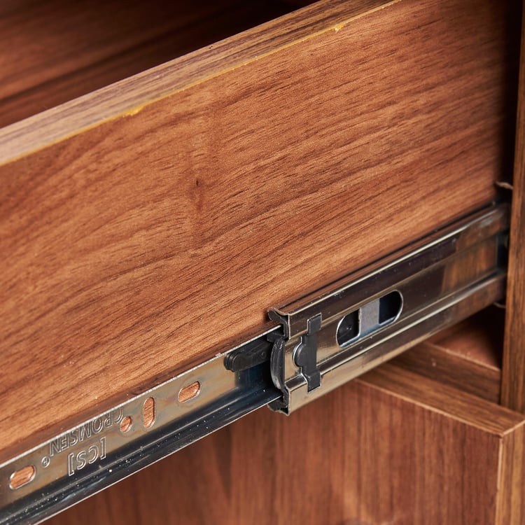 Quadro Nxt Edge Study Table with Cabinet - Brown