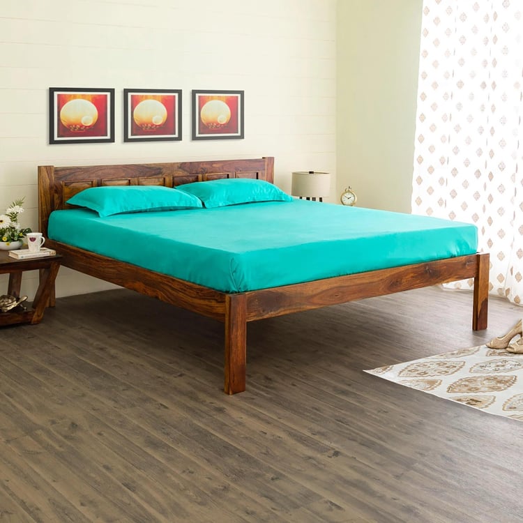 Helios Nova Sheesham Wood King Bed - Brown