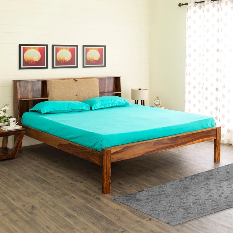 Helios Aston Sheesham Wood King Bed - Brown