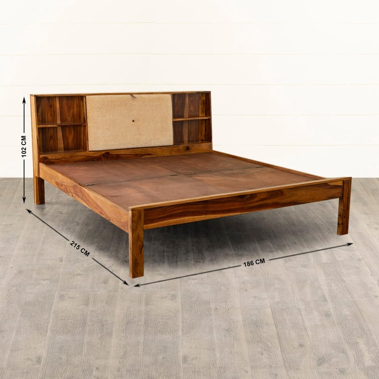 Helios Aston Sheesham Wood King Bed - Brown