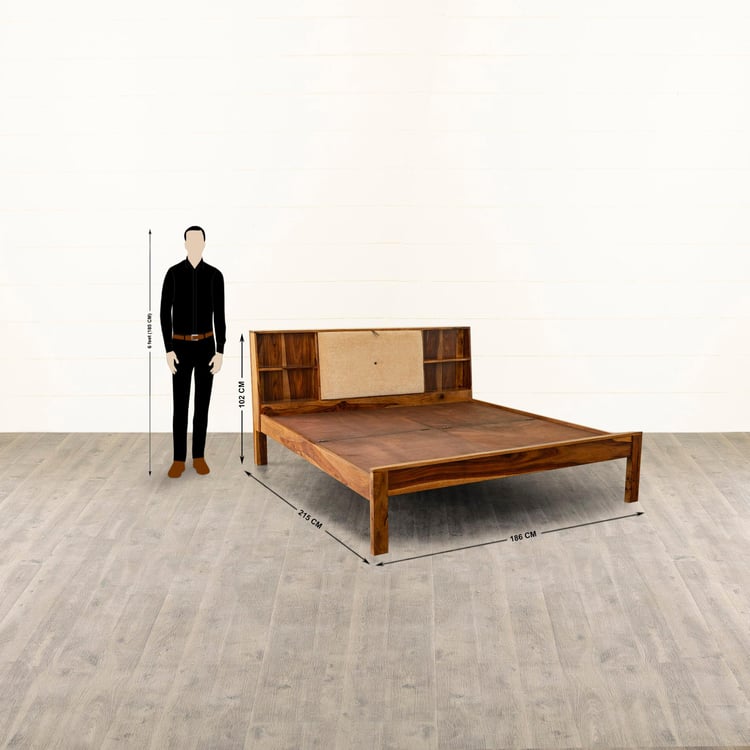 Helios Aston Sheesham Wood King Bed - Brown