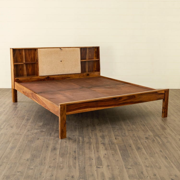 Helios Aston Sheesham Wood King Bed - Brown