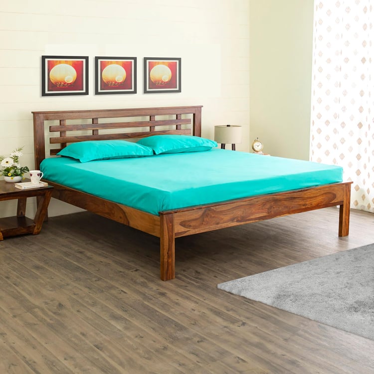 Helios Indus Sheesham Wood Queen Bed - Brown