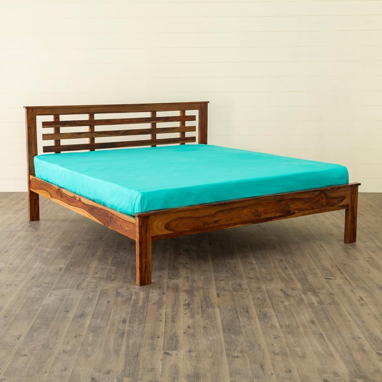 Helios Indus Sheesham Wood Queen Bed - Brown
