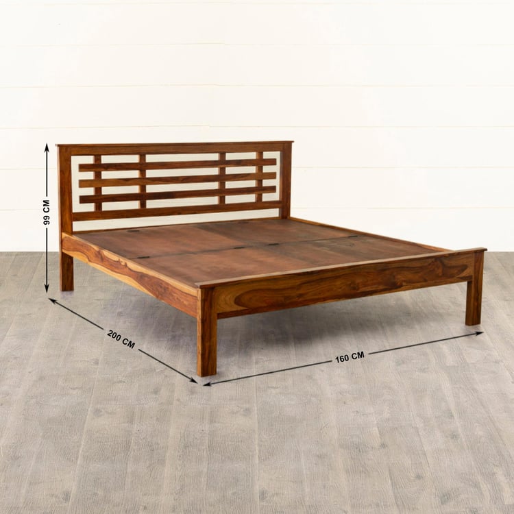 Helios Indus Sheesham Wood Queen Bed - Brown