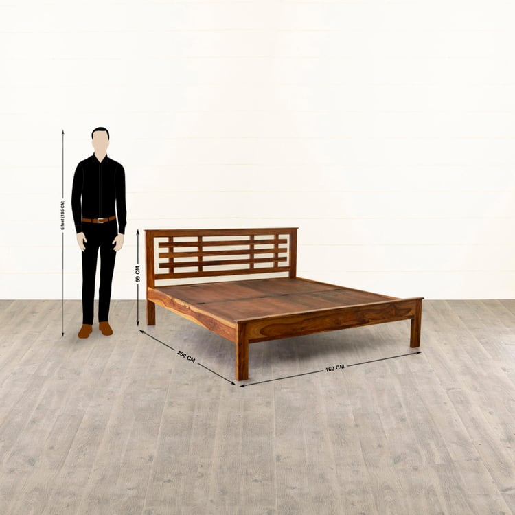 Helios Indus Sheesham Wood Queen Bed - Brown
