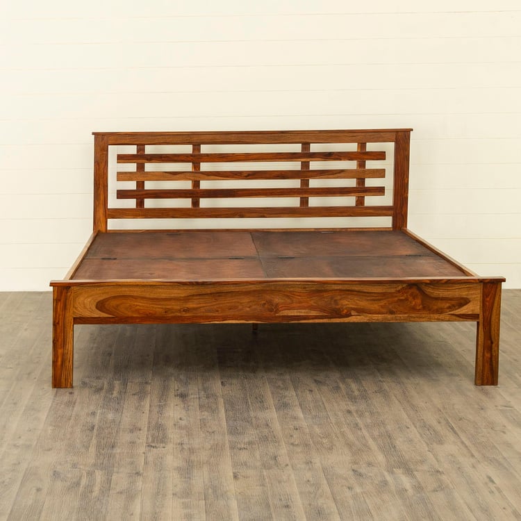 Helios Indus Sheesham Wood Queen Bed - Brown