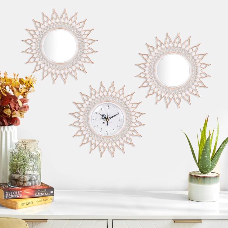 Corsica Reflection 3Pcs Wall Clock and Mirror Set