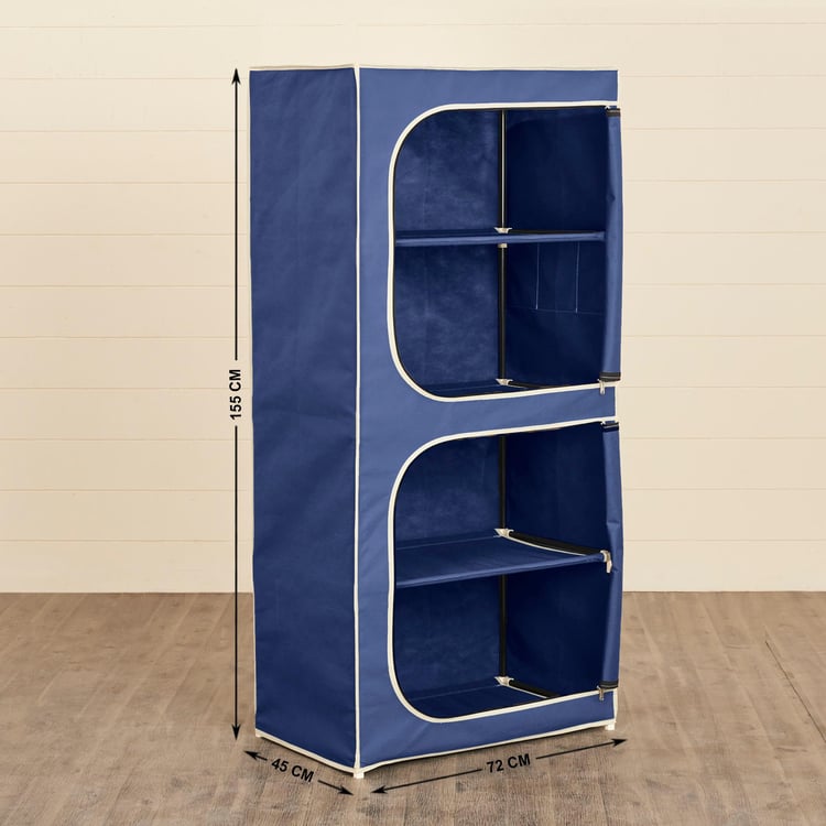 Helios Barney Fabric Collapsible Two-Door Wardrobe with Four Shelves