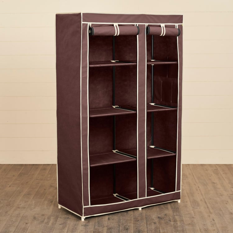 Helios Archer Fabric Collapsible 2-Door Wardrobe - Brown